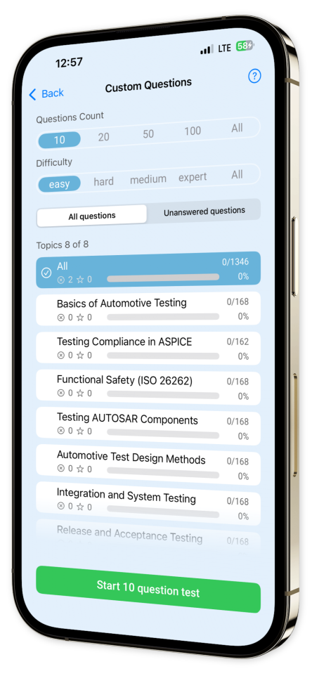 ISTQB Automotive Tester app screenshot first